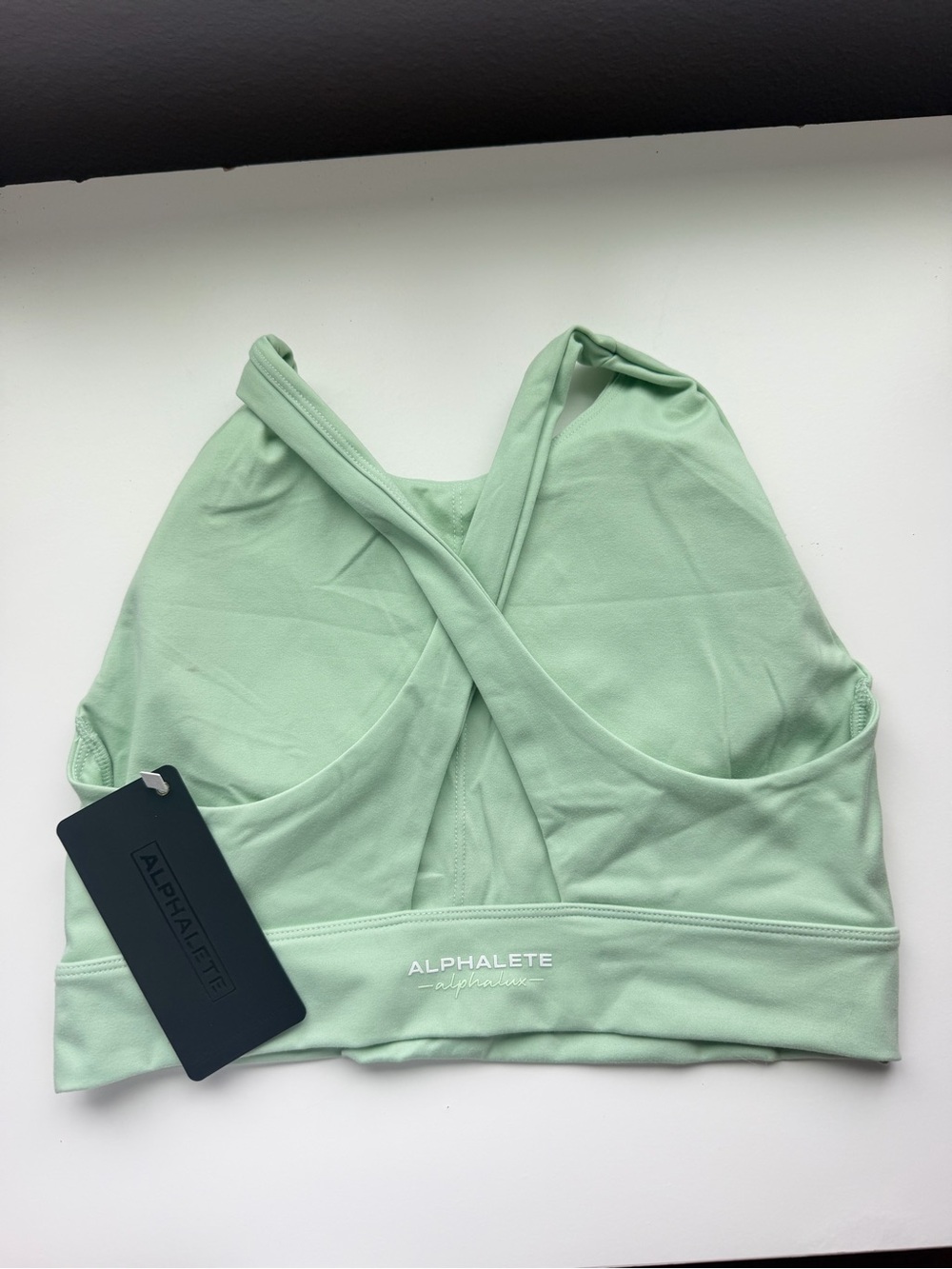 NWT ALPHALETE green high neck sports bras